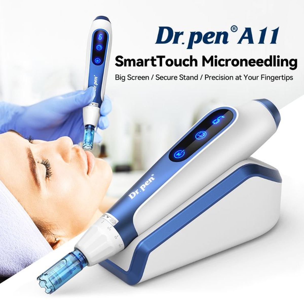 مقبض ⁦Dr. Pen A11⁩ بشاشة لمس وقاعدته مع عرض للاستخدام المهني