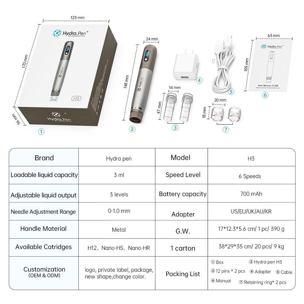 أبعاد ⁦Hydra Pen H3⁩ ومواصفاته وترتيب ملحقاته