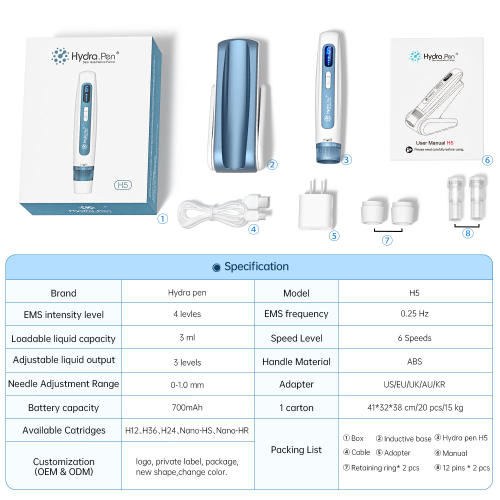 أبعاد ⁦Hydra Pen H5⁩ ومواصفاته وترتيب ملحقاته الأساسية