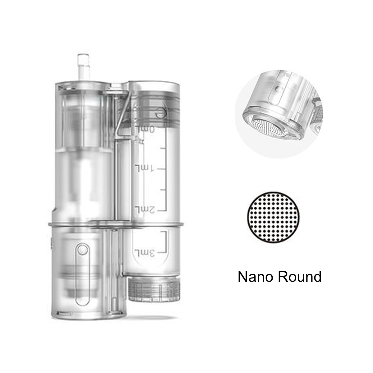 خرطوشة ⁦Hydra Pen H6⁩ ⁦Nano Round⁩ بديلة بخزان مدرج وتفاصيل الرأس الدائري