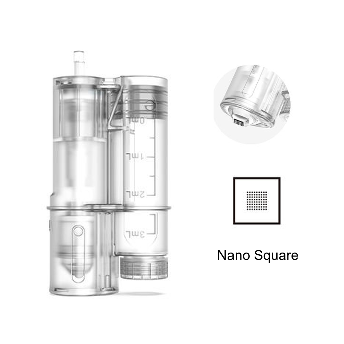 خرطوشة ⁦Hydra Pen H6⁩ ⁦Nano Square⁩ بديلة بخزان مدرج وتفاصيل الرأس المربع
